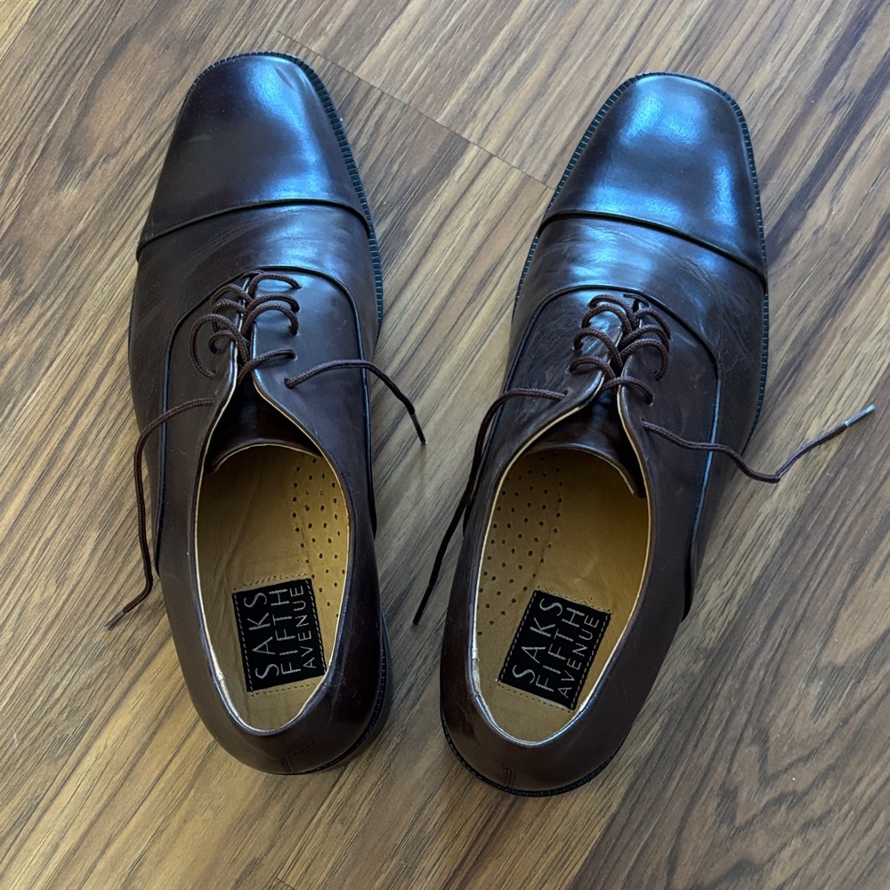 Saks Fifth Avenue Dark Brown Leather Oxfords